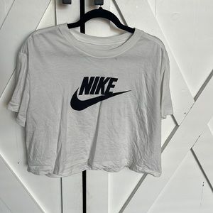 White Nike swoosh black crop top